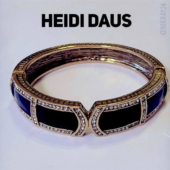 Heidi Daus Jewelry - Heidi Daus Bangle Hinged Clamper Bracelet  Crystal & Black Enamel over Gold
